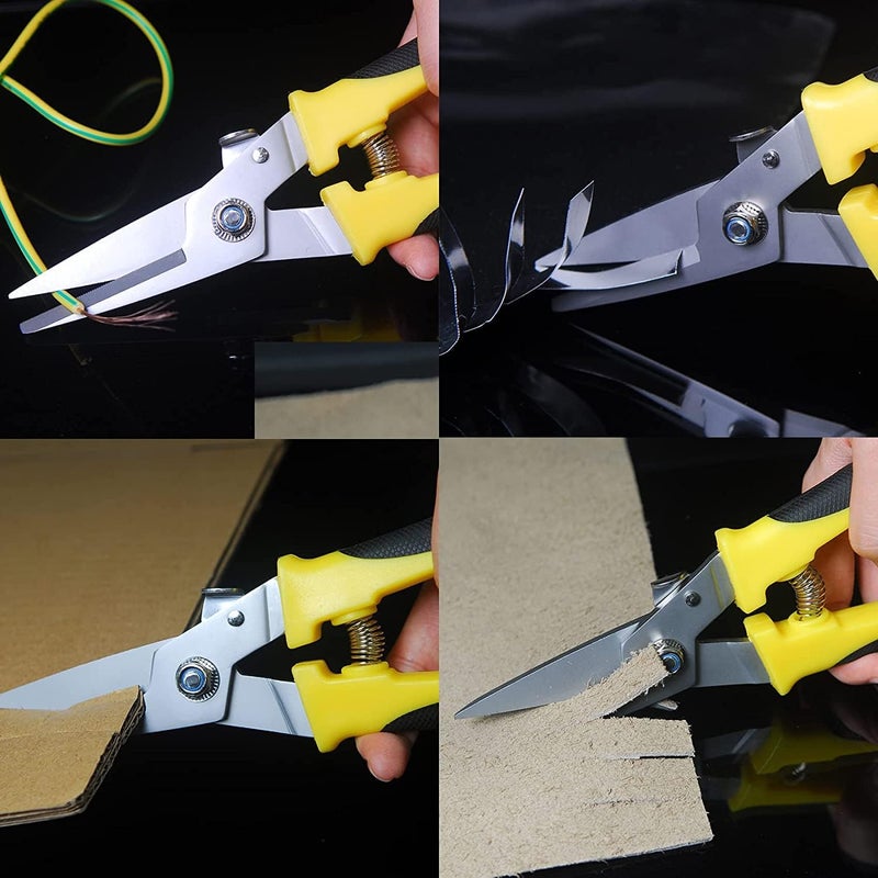 TOOLMAK Metal Cutter 8 Inch Tin Snips Set, Stainless Steel Blade & Comfort Grips, Multifunction Cutting of Branches, Thin Iron, Cardboard etc.. (Right Hand) - Image 4